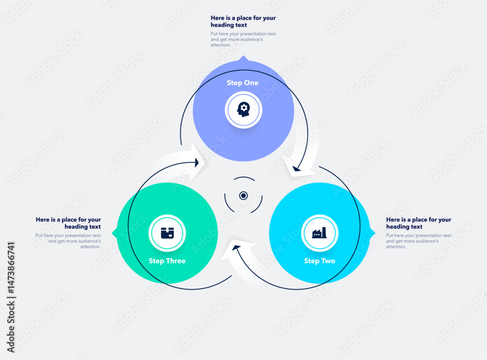 Aufkleber Simple infographic for business analytics with three stages. Flat design with thin lines and icons for website or data presentation.