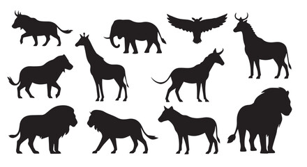 Set Of Animals Black Silhouette