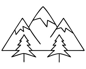 Pine Forest with Mountain Background, Majestic Mountain Landscape, Forest and Mountain View, Transparent Background
