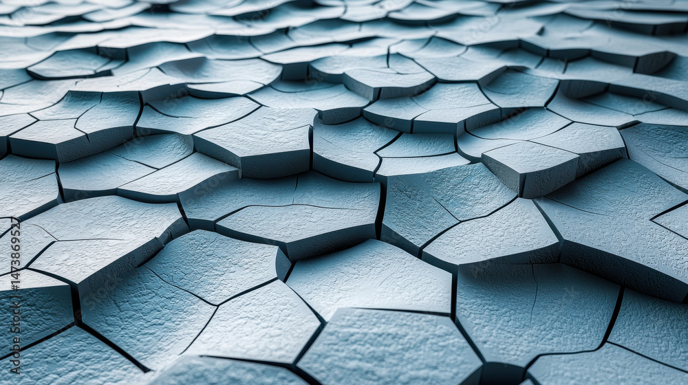 Aufkleber a realistic 4k 3d background shows fragmented hexagonal shapes creating an optical illusion, simulat