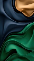Obraz premium Abstract image: flowing fabric, dark teal, green, gold.