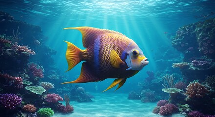 Obraz premium Sunlit Reef Majesty AI Generated