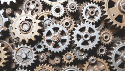 Close-up of various metallic gears