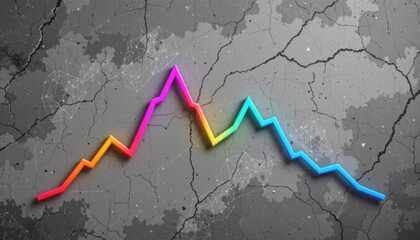 Obraz premium Colorful line graph on a textured background representing data trends.