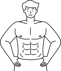 복근 남 흑백