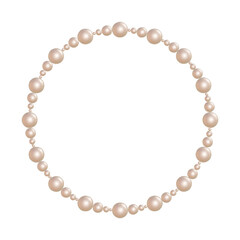 ピンクのパールが並ぶぷっくりした丸いフレーム 透過されたネックレスの3DCGイラスト