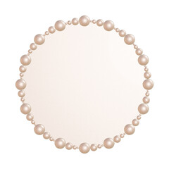 ピンクのパールが並ぶぷっくりした丸いフレーム 透過されたプレートの3DCGイラスト