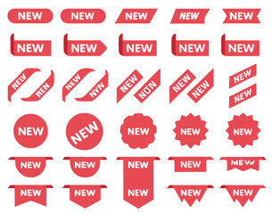 New label and tag. Sticker with word new. Vector illustration