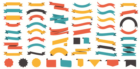 Different colored ribbons collection. Vector illustration