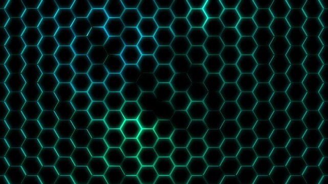 Dynamic graphic background with hexagonal pattern moves in technology environment
