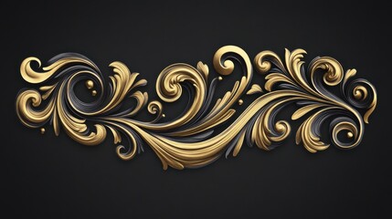 Ornate Gold and Black Floral Swirls for Elegant Decorative Backgrounds and Designs