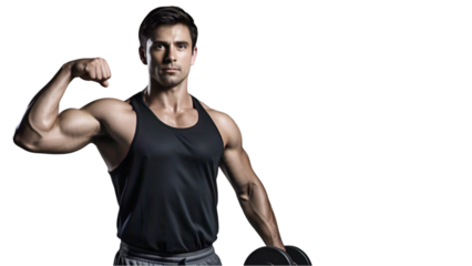 Dynamic Male Fitness Trainer in Workout Pose on White Background