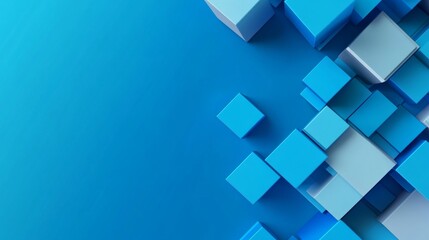 Fototapeta premium Abstract Blue Cube Composition 3D Render, Geometric Design, Modern Art 3D rendering, abstract art