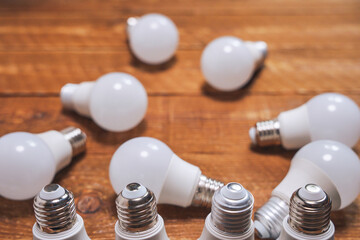 E27 socket against the background of LED lamps
