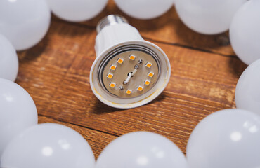 LEDs in a disassembled lamp
