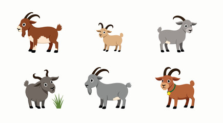 Cartoon animal vector set of farm and wild animals