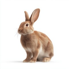 Obraz premium Cute Brown Rabbit Sitting on White Background