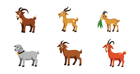 Funny farm animal vector set: a collection of cartoon silhouettes including horse, cow, goat, pig, sheep, and dog illustrations