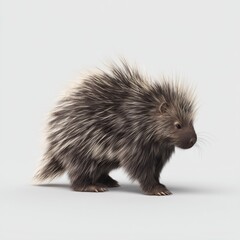 Obraz premium North American Porcupine Close-Up on White Background