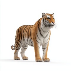 Fototapeta premium Standing Powerful Tiger on White Background