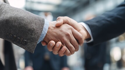 Businessmen Handshake, symbolizing agreement, partnership, and trust.