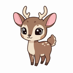 Adorable Baby Deer Cartoon Illustration: Sweet Fawn Character with Large Eyes and Small Antlers - Perfect for Children's Books, Nursery Decor, and Cute Animal Designs (Highlights cuteness, age, and co