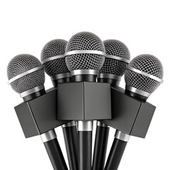 Press conference microphones, isolated on transparent background