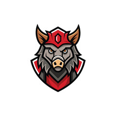 Flat and Minimal a boar head logo vector illustration