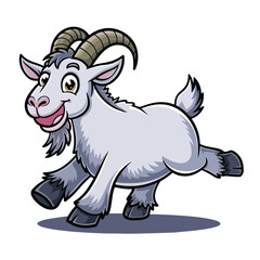 Cute Cartoon Goat Illustration: Adorable Female Kid with Horns and Smile - Vector Animal Art for Children's Books, Farm Themes, and Educational Content (Focuses on visual details,  target audience, 