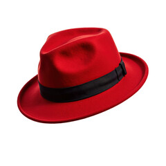 Red Fedora Hat with Black Band.