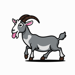 Cute Cartoon Goat Illustration: Adorable Female Kid with Horns and Smile - Vector Animal Art for Children's Books, Farm Themes, and Educational Content (Focuses on visual details,  target audience, 