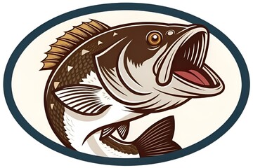 Obraz premium Vintage Woodcut Largemouth Bass Illustration in Circular Frame
