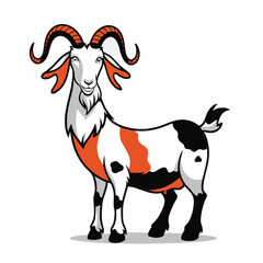 A cute cartoon dairy cow head vector illustration with a black and white domestic farm animal on an isolated background