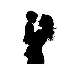 silhouette of mother and child 
