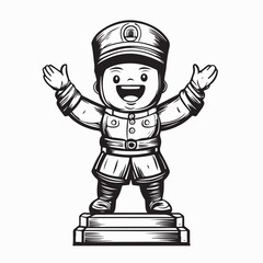 Vintage Style Toy Soldier Action Figure With Realistic Design vector isolated on white background.