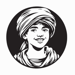 Boy Wearing Turban image vector isolated on white background.
