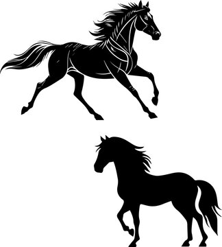 Horse Vector Silhouette Illustration &ndash; Black Horse Silhouette Art for Design and Branding