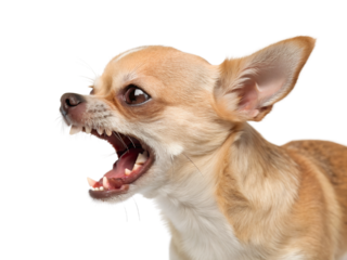 Close-up Portrait of an Aggressive Chihuahua Isolated on transparent background cutout, PNG file, Cutout file