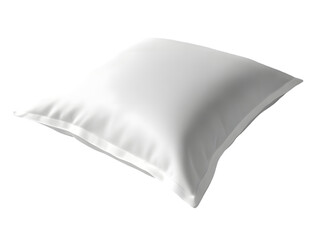 A pristine white square pillow, softly angled, showcases a smooth, seamless texture and clean lines