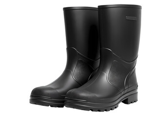 Black Rubber Rain Boots isolated on white background