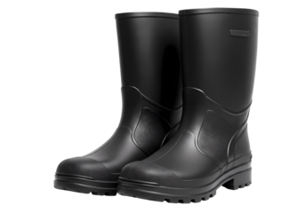 Black Rubber Rain Boots isolated on white background