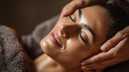 Obraz premium A relaxing spa facial massage experience 