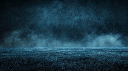 This 3D rendering illustration portrays an abstract, spacious setting with a dark wall, a floor that has a granular appearance, and a spotlight that shines down from above, with no logos or brand
