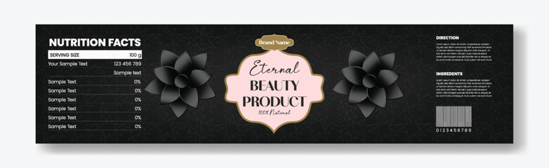 Modern Cosmetics Packaging Label template design, Cosmetic, skin care, beauty care, social media cover, header, web banner design, horizontal Luxury invitation greetings card design