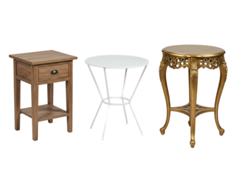 Side Tables Wooden Metal Gold  Furniture Selection Guide isolated on white background
