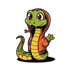 A cute green cartoon snake, a fun reptile vector illustration