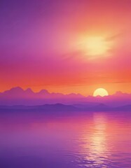 Abstract watercolor sunset, rich purple & orange gradients, soft edges ,  nature,  art,  clouds
