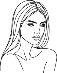 Elegant Black & White Beautiful Girls Vector Illustrations