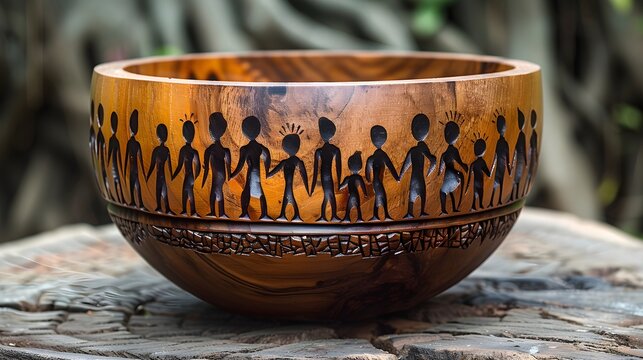 Kwanzaa unity cup (Kikombe cha Umoja) carved in wood, cultural flat cutout