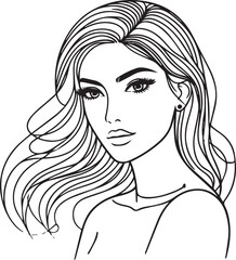 Elegant Black & White Beautiful Girls Vector Illustrations
